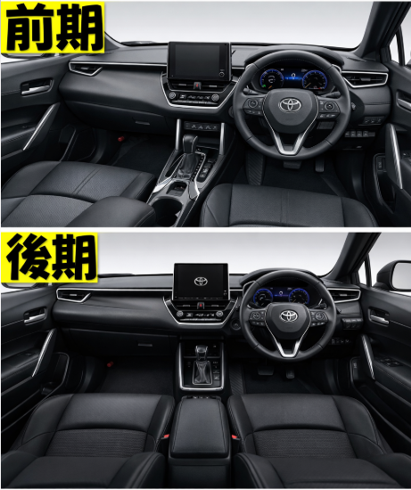 カローラクロス前期と後期の内装や装備の違い比較